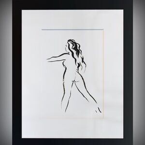 Minimalist Line Art Female Figure Print 5x7 Matted to 8x10 Modern Wall Art